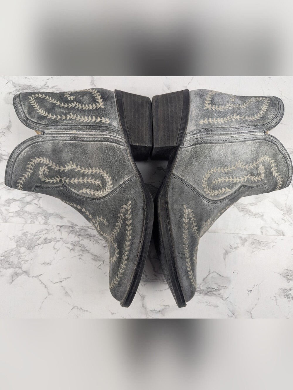 Sterling River Gray Embroidered Western Ankle Boots Booties Size 8.5 M - Picture 6 of 13